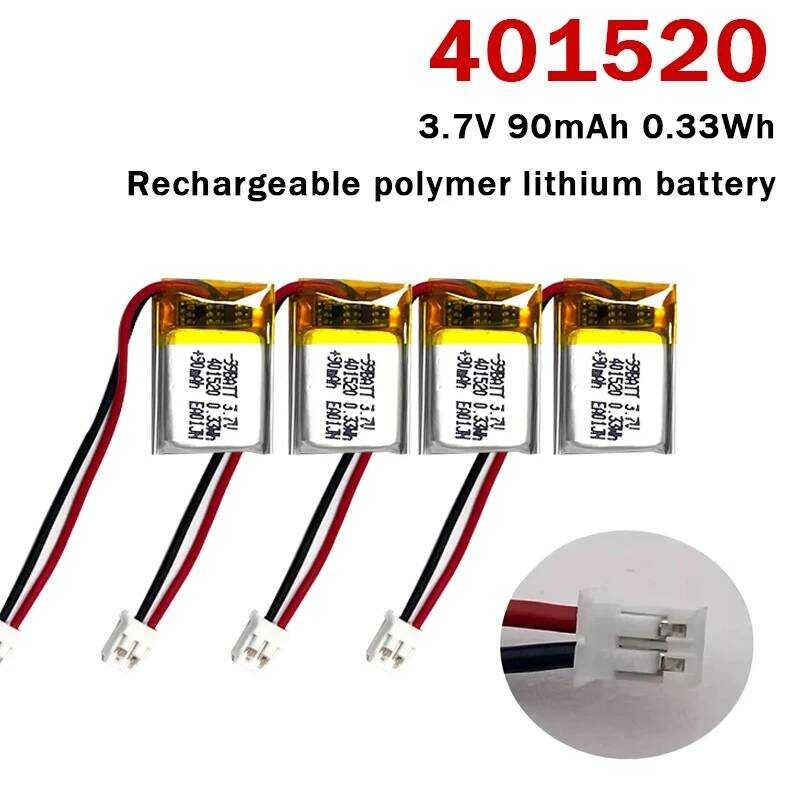 แบตเตอรี่401520 แบตเตอรี่ลิเธียมโพลิเมอร์แบบชาร์จได้ 3.7V 90mAh สำหรับหูฟังบลูทูธและเมาส์ไร้สาย