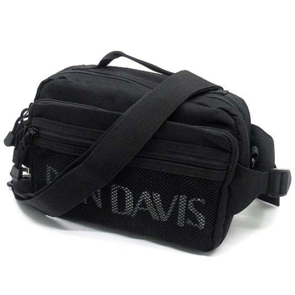 Ben Davis Shoulder Bag Waist Mesh Logo Print Black Direct from Japan Secondhand