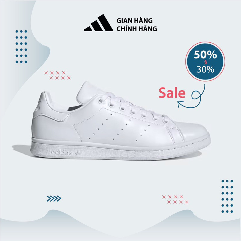 [ ของแท ้ ] Adidas Stan Smith Triple White'S75104' Life Style Sneaker