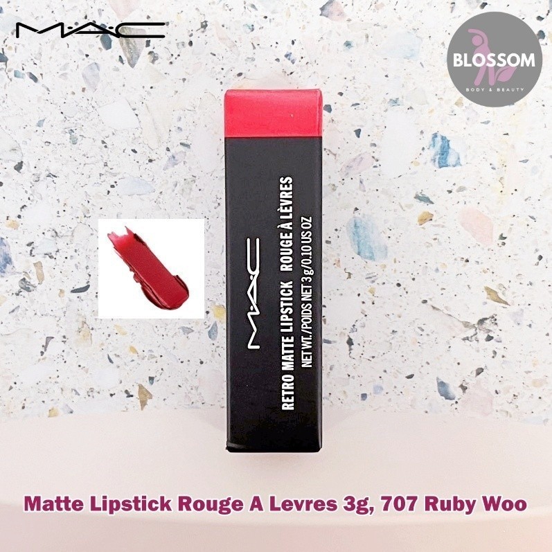 M.A.C - Retro Matte Lipstick Rouge A Levres 3g, 707 Ruby Woo แมค เรโทร ลิปสติก เนื้อแมท ติดทน