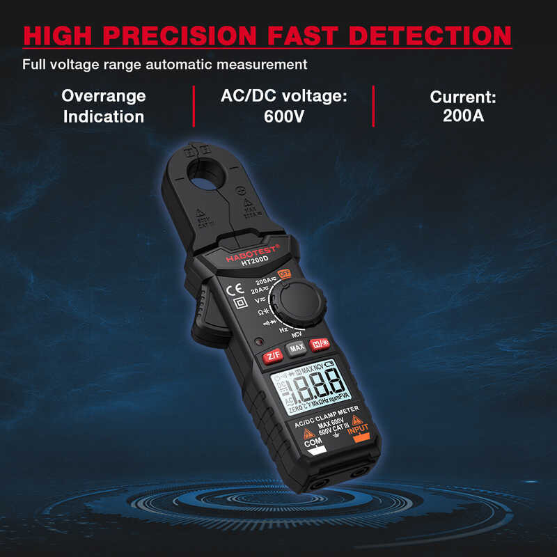 ❤ HABOTEST Ht200d มาตรวัดหนีบมัลติมิเตอร์ดิจิตอล200a กระแส
