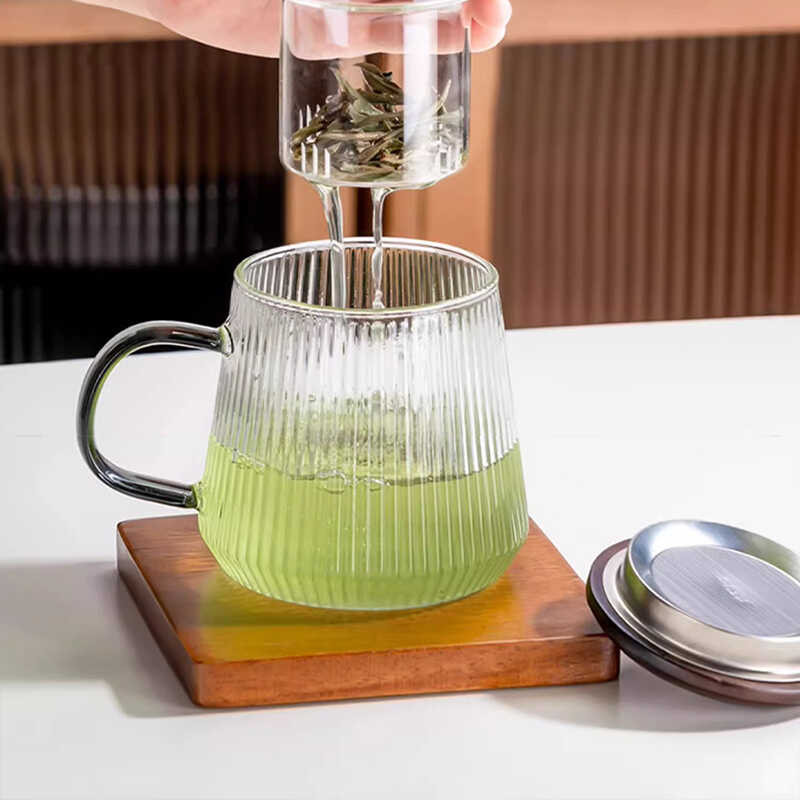 400Ml GIANXI แก้ว Borosilicate สูงมีฝาปิดครัวบ้านยืนขึ้นถ้วยชาเม็ดถ้วยกาแ