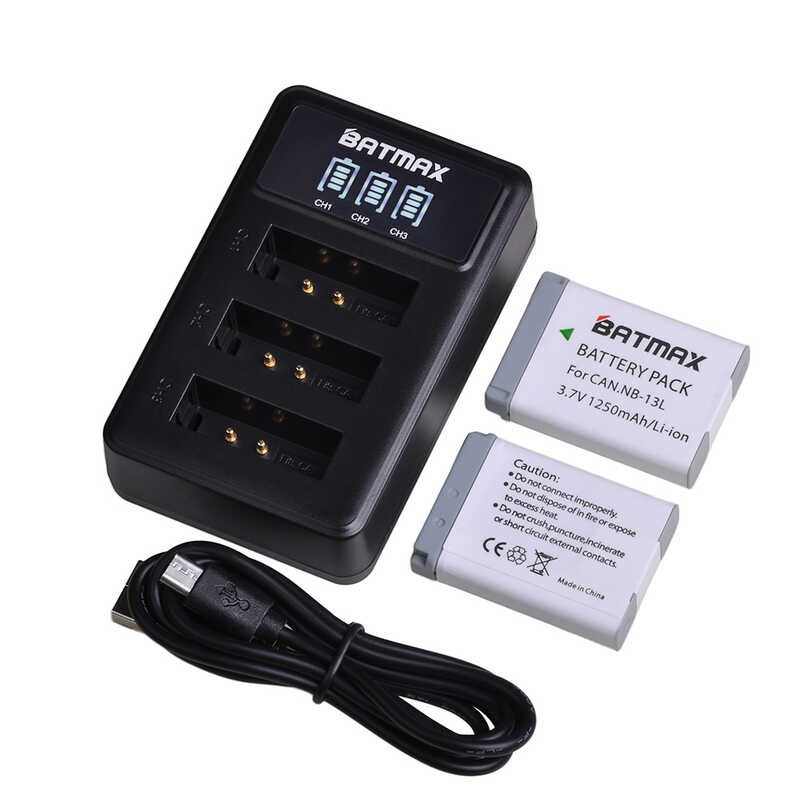 1250mAh b NB-13L NB13L NB 13L Battery + LED 3slots USB Charger for Canon G5X G7X G7 X G9X Mark II