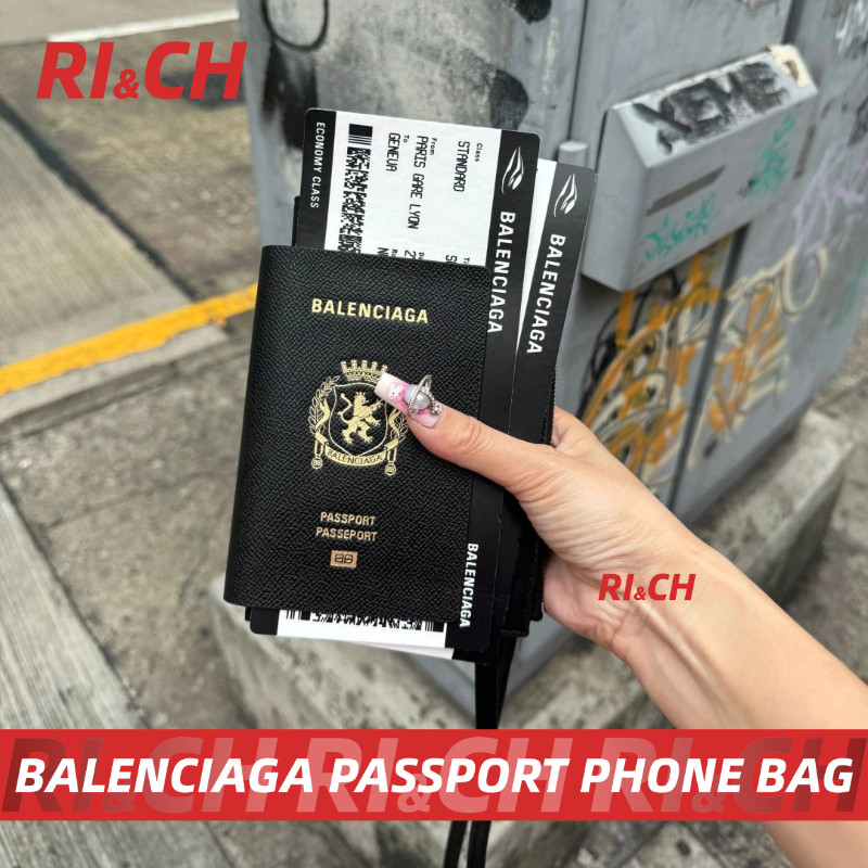 Balenciaga Men's Passport Phone Holder in Black & Passport Long Wallet #Rich ราคาถูกที่สุดใน Shopee