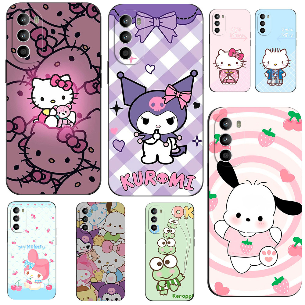 เคส Motorola Moto G82 5G เคสโทรศัพท์ การ์ตูน สีดําคิตตี้ สีชมพูน่ารักHello Kitty Cinnamoroll คุโรมิK