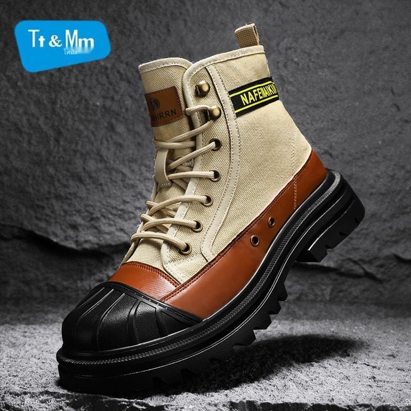 Ti&Mm/Toms รองเท้ามาร์ตินย้อนยุครองเท้าผู้ชายฤดูใบไม้ร่วงใหม่รองเท้าผ้าใบนิ้วเท้าเชลล์รองเท้าทำงานท