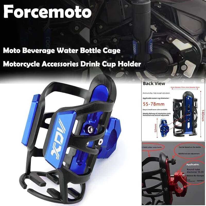 LONGJIA สำหรับ VMAX 300 VMAX300 XDV-300I XDV300I XDV300-I รถจักรยานยนต์ ขวดน้ำดื่มอลูมิเนียม CNC + ย