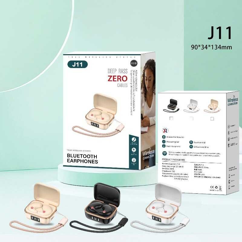 2024 จอแสดงผลดิจิตอลโหมดการนอนหลับ J11 ชุดหูฟังบลูทูธแฟชั่น Flip Binaural สเตอริโอ TWS