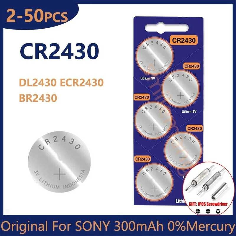สำหรับแบตเตอรี่ลิเธียม SONY CR2430 ดั้งเดิม DL2430 BR2430 280mAh แบตเตอรี่แบบปุ่มสำหรับกุญแจและนาฬิก