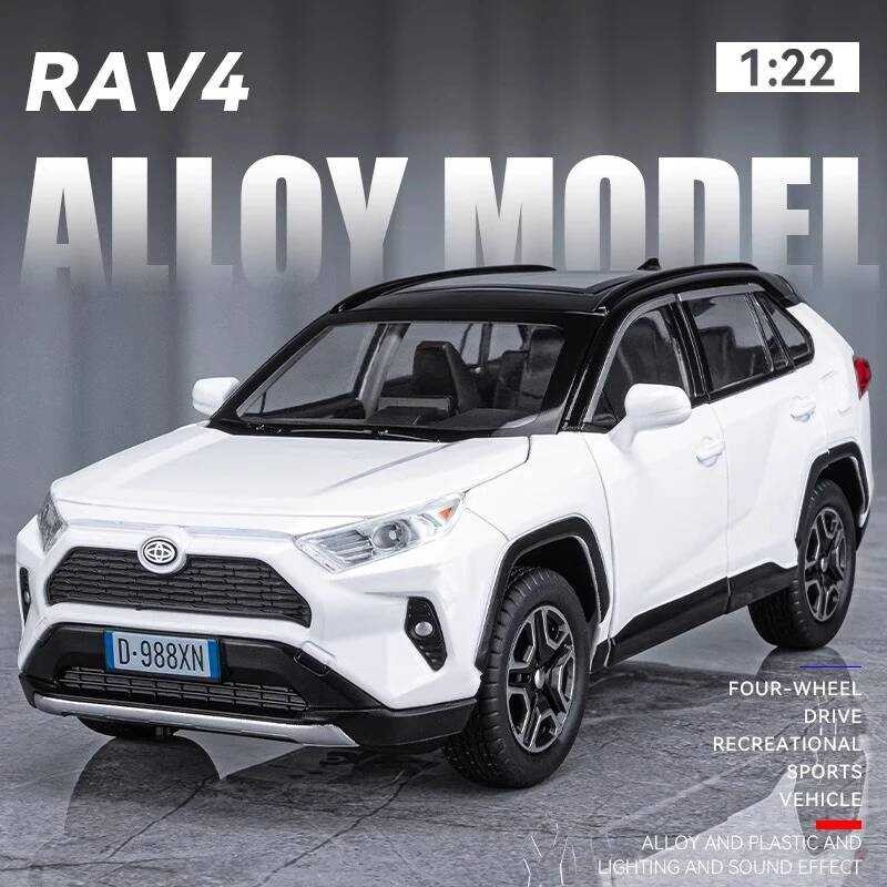 Simulation 1:32 Toyota Rav4 Off Road S Alloy Car Diecast Metal Model Fine Decorative Ornaments Soun