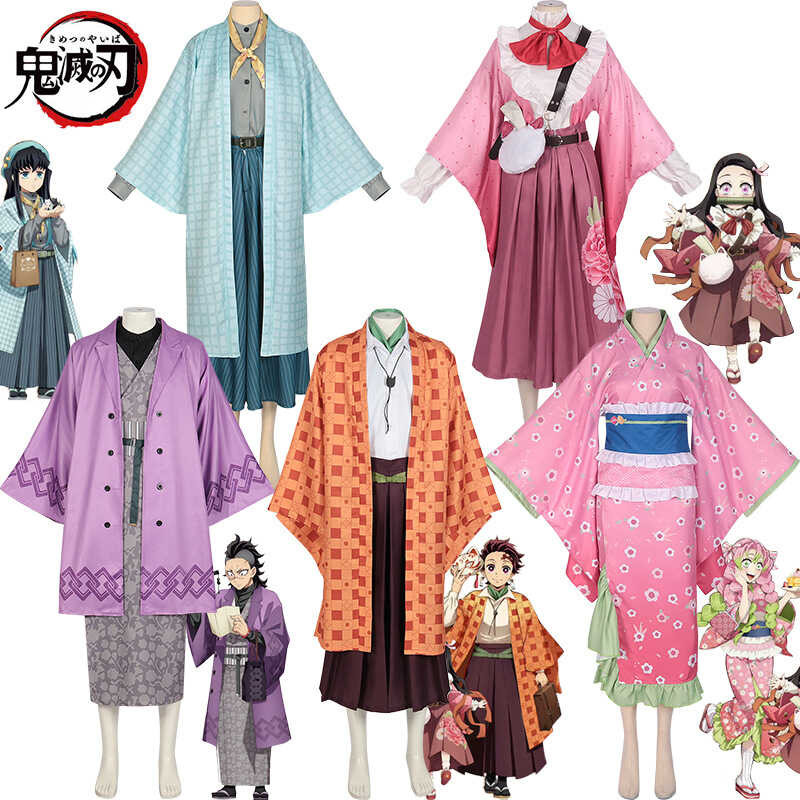 เครื่องแต่งกาย Cosplay Tanjiro Kamado จากDemon Slayer สำหรับ Halloween ในสไตล์กิโมโน