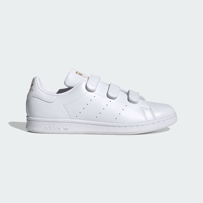 ฟิกเกอร์ [ของแท้] รองเท้าผ้าใบ Adidas stan smith พร้อมสายรัด Velcro สีขาวเหลือง S75188