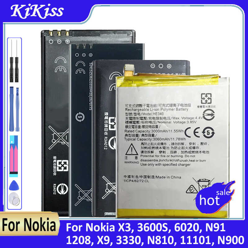BL-4S BL-5B BL-5C BL-5CA BL-5CT BL-5J แบตเตอรี่สำหรับ Nokia X3 3600S 6020 N91 1208 X9 3330 N810