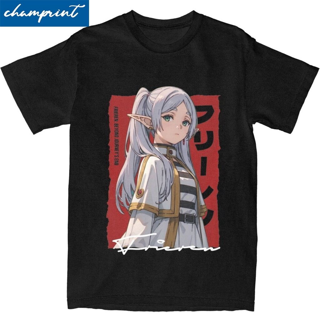Frieren Beyond Journeys End T เสื้อสําหรับผู้ชายผู้หญิงผ้าฝ้าย Vintage เสื้อยืดลูกเรือคอ Tee เสื้อแขนสั้นเสื้อผ้าคลาสสิก
