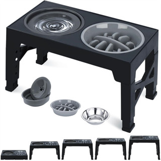 เบเนปาว ชามสุนัขยกระดับปรับความสูงได้ไม่รั่วไหลเครื่องป้อนช้…