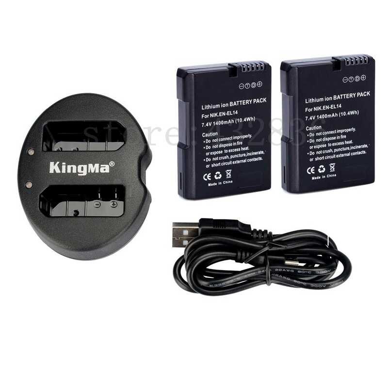 2PCS f EN-EL14 EL14 EN-EL14a Battery + Dual charger for Nikon a or