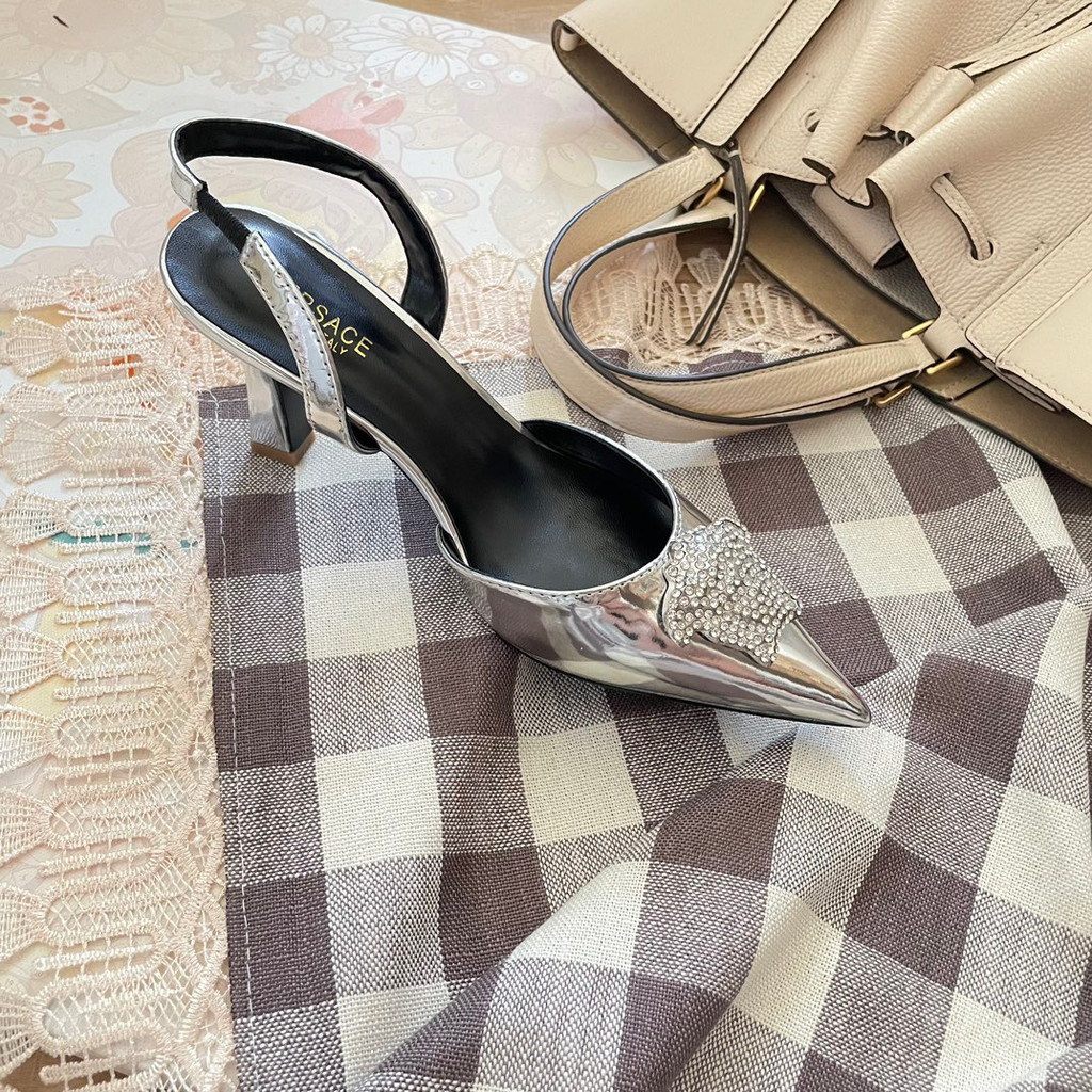 Vesace2024รองเท้าผู้หญิงรุ่นใหม่รองเท้าส้นสูงหัวแหลม lvee