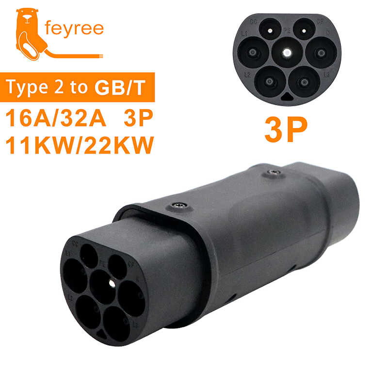 ❤ Feyree อะแดปเตอร์ Type2เป็น 7Kw 1เฟส IEC 62196-2 32A เครื่องแปลง
