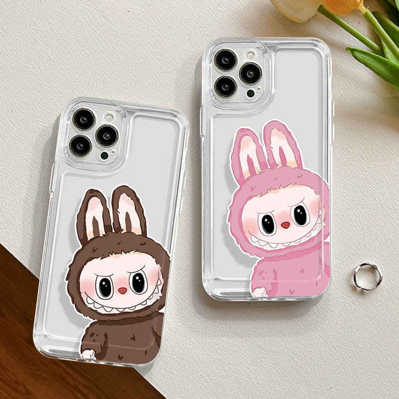 SAMSUNG เคสโทรศัพท์โปร่งใสสําหรับsamsung Galaxy A02S A03S A03 Core A04 A04S A05 A05S A10 A10S A11 A12 A13 A14 A15 M11 M02S M12 F12 การ์ตูนน่ารักสีเทากรณีคู่
