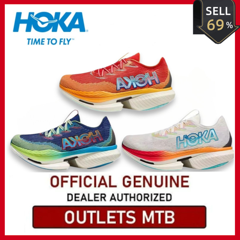 【100% Authentic】HOKA ONE ONE Cielo X1 Orange Red/Green/White Unisex Running Sneakers
