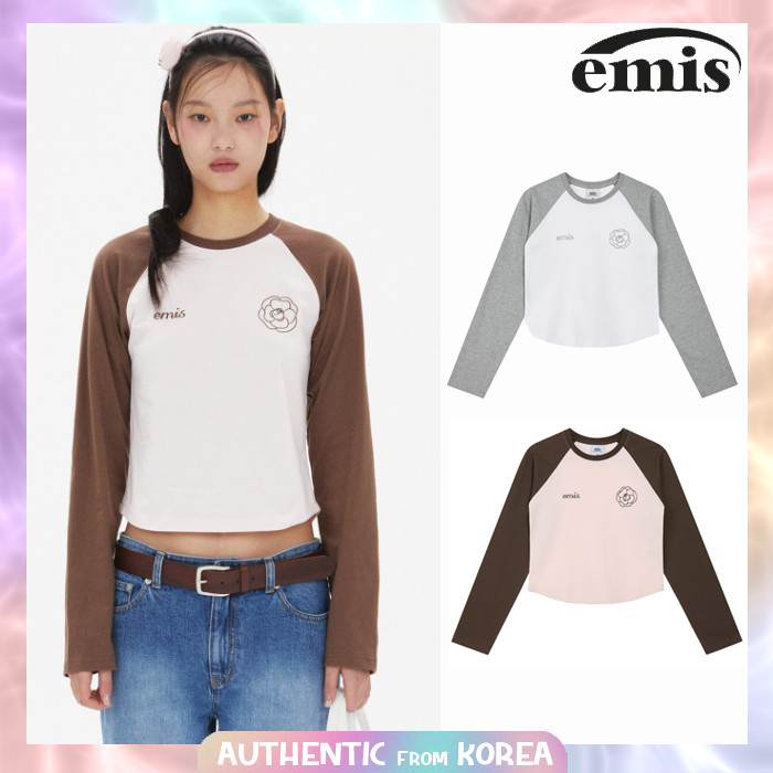 ♞,♘Emis 2025 ใหม่สําหรับผู้หญิง ROSE RAGLAN เสื้อยืด 2 สี RCX