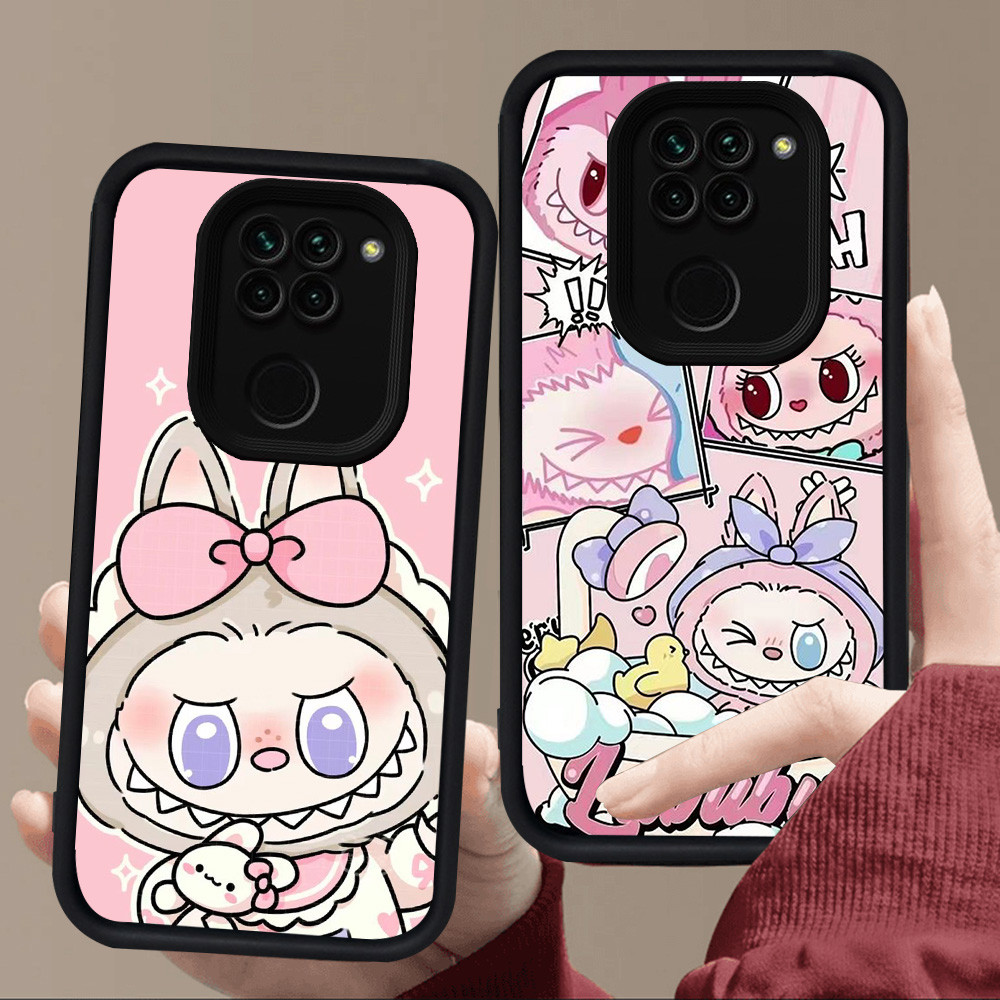 E89 LABUBU Design Casing สําหรับซิลิโคนสีดํา Xiaomi Redmi Note 8 9S 9 Pro Max