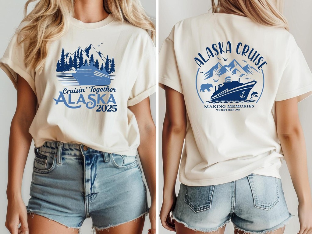 Front Tshirt Cotton Backside Alaska Cruise T Shirtsalaska Cruise เสื้อ 2025 Alaska Cruise เสื้อยืด C