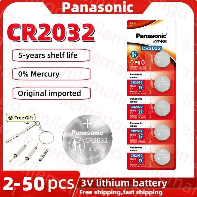 แบตเตอรี่ลิเธียม Panasonic แท้ 2-50 ชิ้น CR2032 3V DL2032 BR2032 5004LC 2032 สำหรับนาฬิกา ของเล่น รถ
