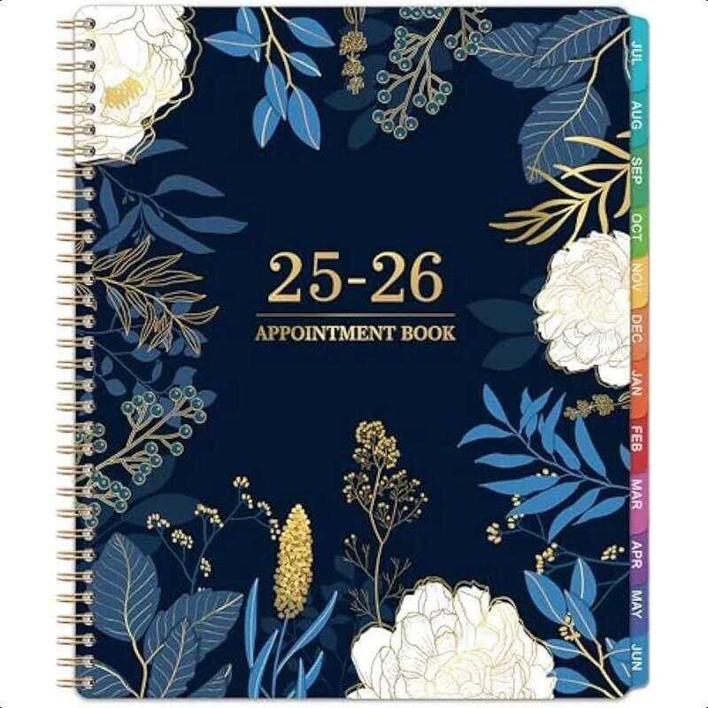 Note Books & Pads Weekly Appointment Book Jul 2025 Jun 2026 8" x 10"20252026 พร้อมแท็บ Half Hour 30 