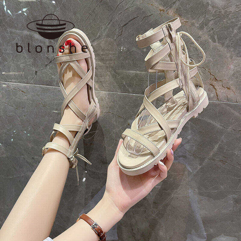 Wedge Top☆Heels Sandals On Sale Strap For High Heels Women Leather Hollow Roman Shoes INS New Sh-