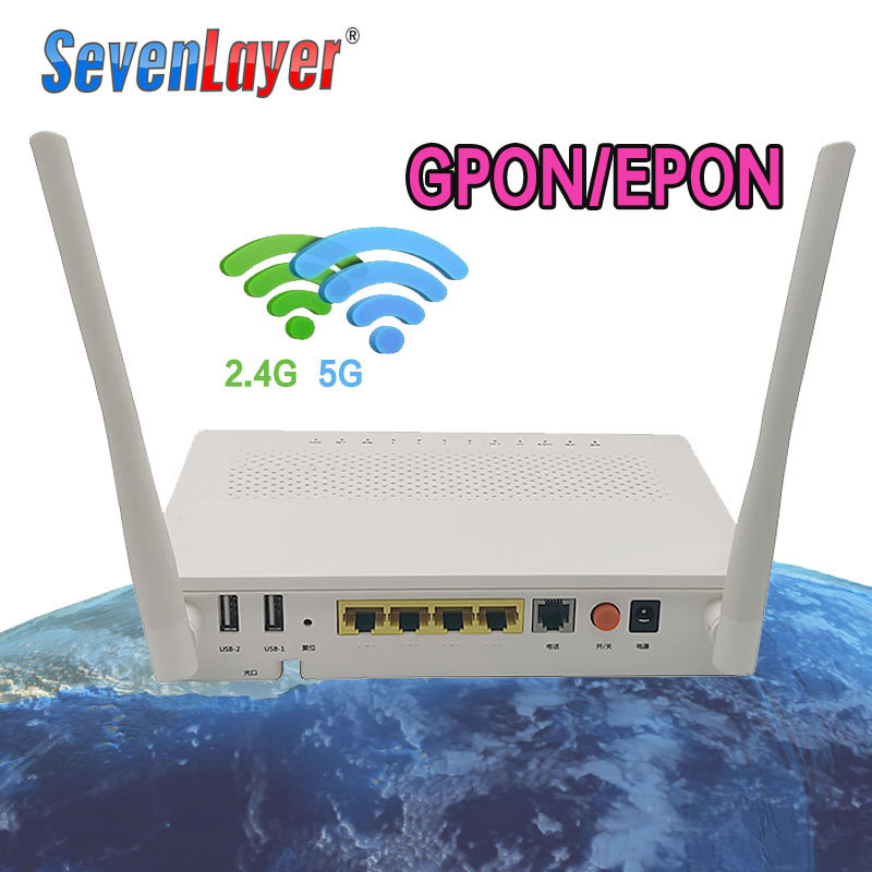 Xpon ONU GE+2USB+TEL HGU WIFI 2.4G&5G มือสอง Dual Band ONT ใช้ EPON/GPON เวอร์ชันภาษาอังกฤษ PT939G F