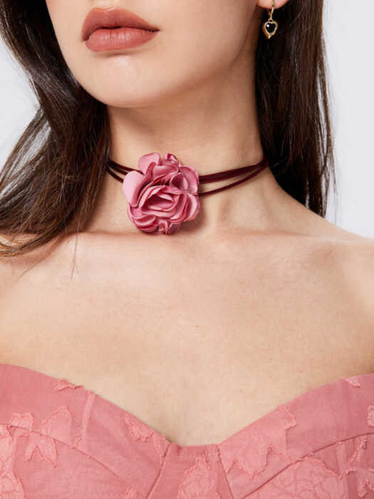 Rose Cider Decor Chocker Necklaceสร้อยคอโช๊กเกอร์ สร้อยคอดอกกุหลาบ
