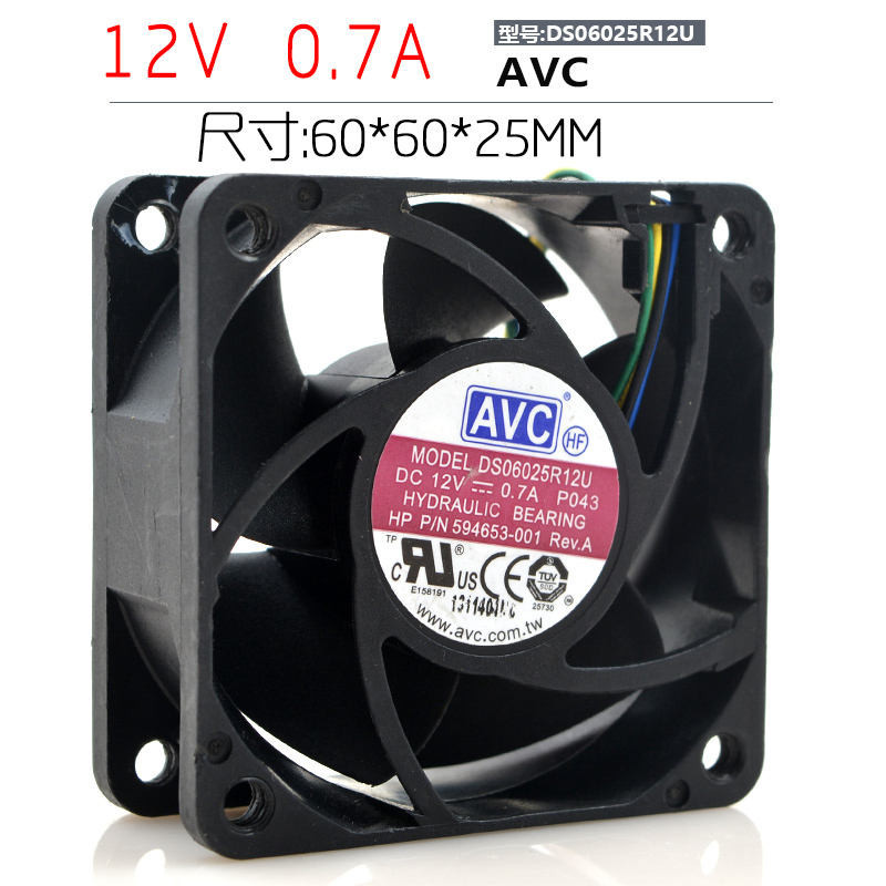 AVC DS06025R12U 6025 12V 0.7A 6 ซม. 4-Line อุณหภูมิควบคุมเซิร์ฟเวอร์พัดลมระบายความร้อน