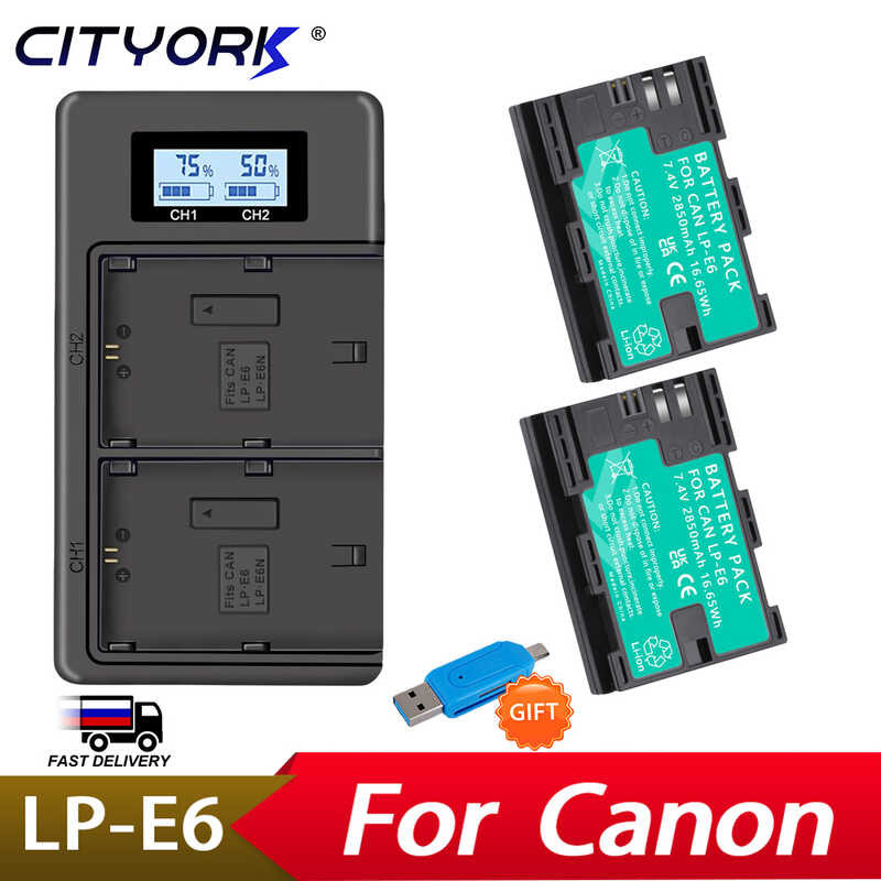 LP-E6 c LPE6N LPE6 แบตเตอรี่กล้อง + LCD USB ชาร์จคู่สำหรับกล้อง