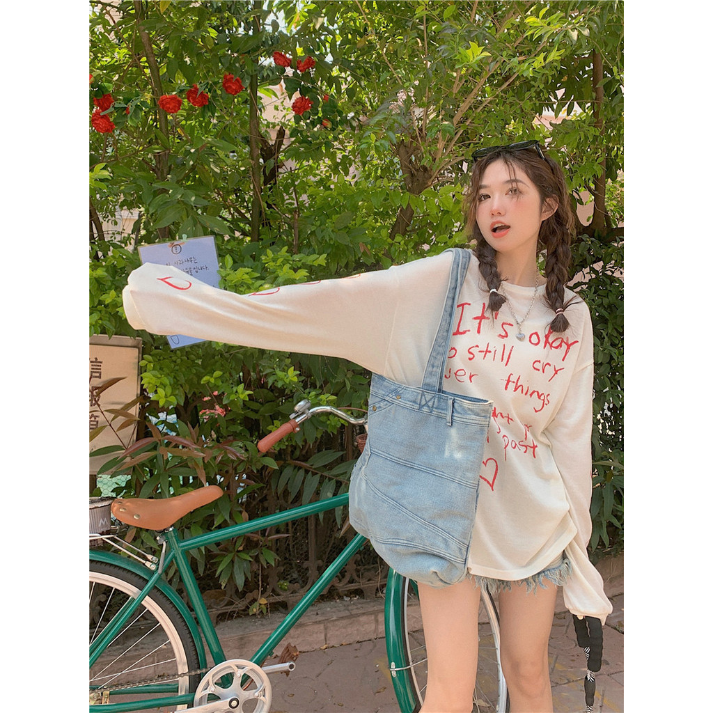 ส่งไวจากไทย TAYCEN M-2XL เสื้อกันแดด ผู้หญิง เกาหลี แขนยาว ลายพิมพ์ เสื้อ oversize เสื้อสาวอวบ โอเวอร์ไซส์