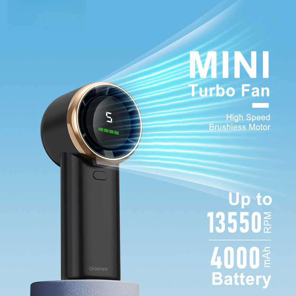 สินค ้ าใหม ่ Orashare HF03 4000mAh,5-Speed ปรับพัดลมแบบพกพา , พัดลมมือถือ , พัดลม USB Bladeless ,