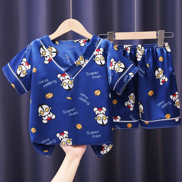 Spaceman Teens แขนสั้นคอวี Loungewear ชุดนอนเด็กชายหรือเด็กผู้หญิงเรยอนสุดหรูสําหรับ 11 - 12 ปี
