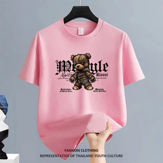ผู้ชาย สีดําแขนสั้น สตรีทแฟชั่น ลายการ์ตูน วินเทจ เสื้อยืด สวมใส่สบาย คอกลม ผ้าเนื้อนุ่ม สีขาว-ดำ OVERSIZE เสื้อเมกา
