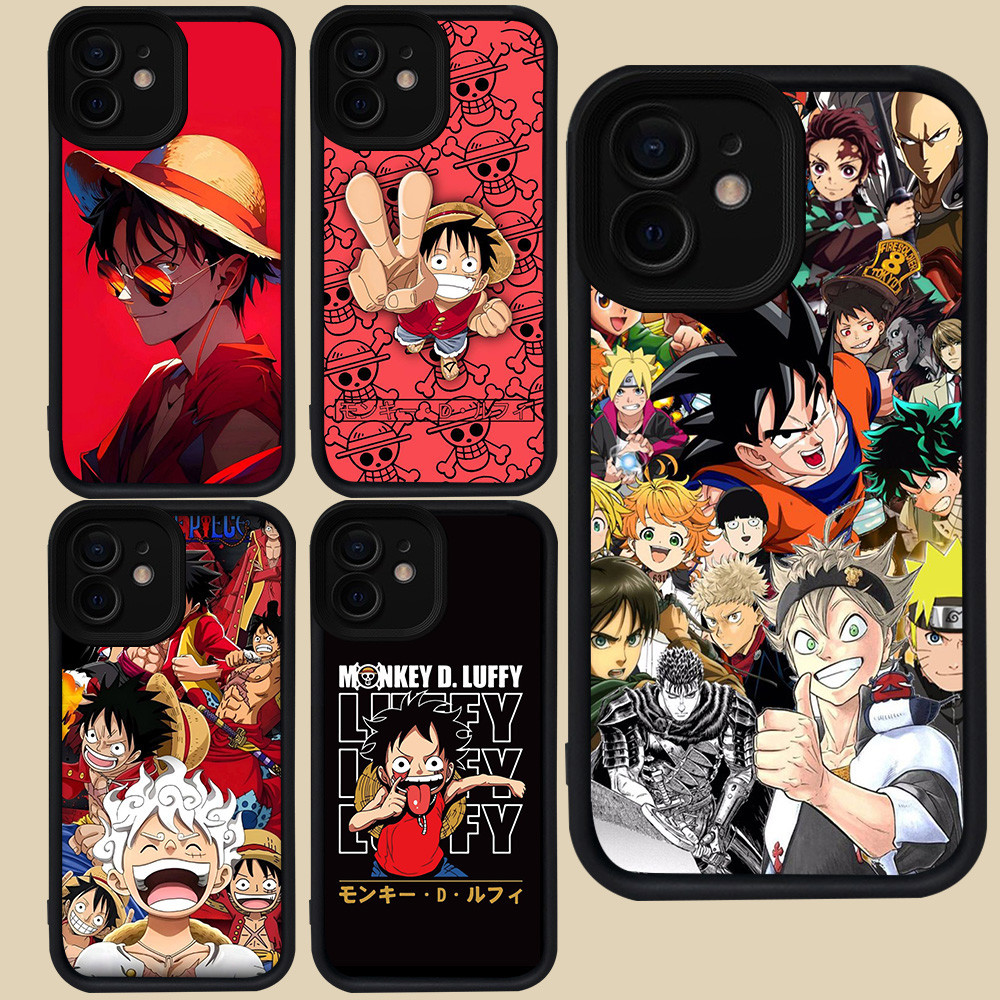 เคสสีดําสําหรับ iPhone 15 X XR XS 12 Mini 11 Pro Max R77 Monkey D Luffy