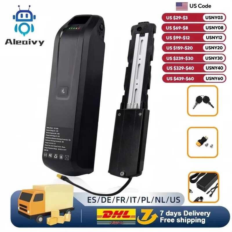 แบตเตอรี่จักรยานไฟฟ้า Hailong ใหม่ 36V 48V 10Ah 15Ah 20Ah สำหรับจักรยานเสือภูเขา 18650 ชุดแบตเตอรี่ไ