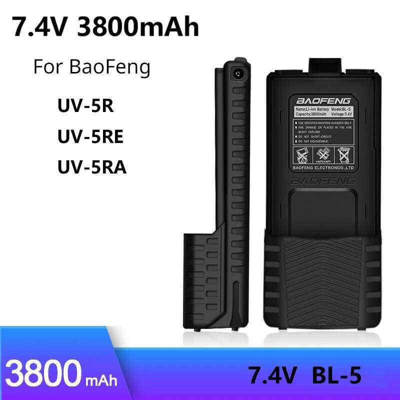 วิทยุสื่อสาร BaoFeng Talkie UV-5R Plus แบตเตอรี่ชาร์จใหม่ได้ 7.4V 3800mAh อุปกรณ์เสริมวิทยุ UV5RA UV