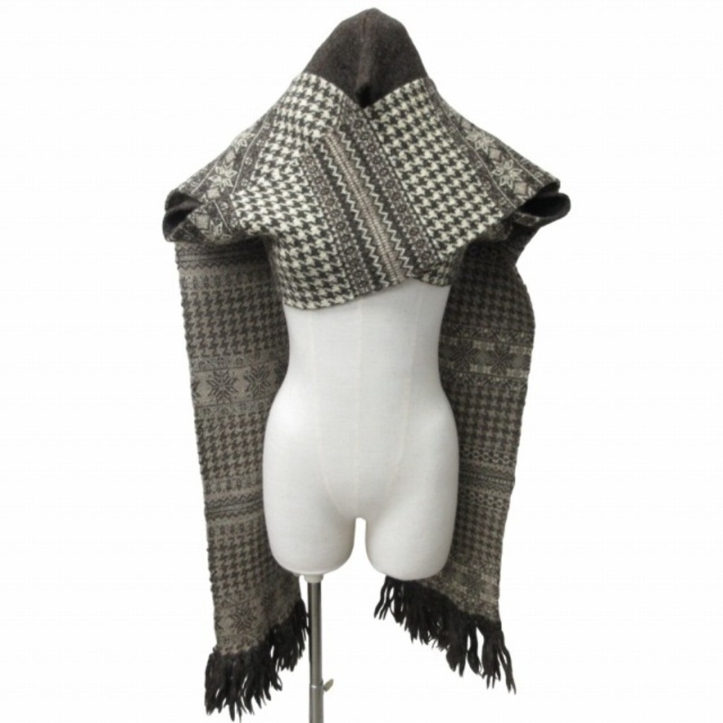 Number nine 02AW Georgian Nordic muffler stole with hood Direct from Japan Secondhand