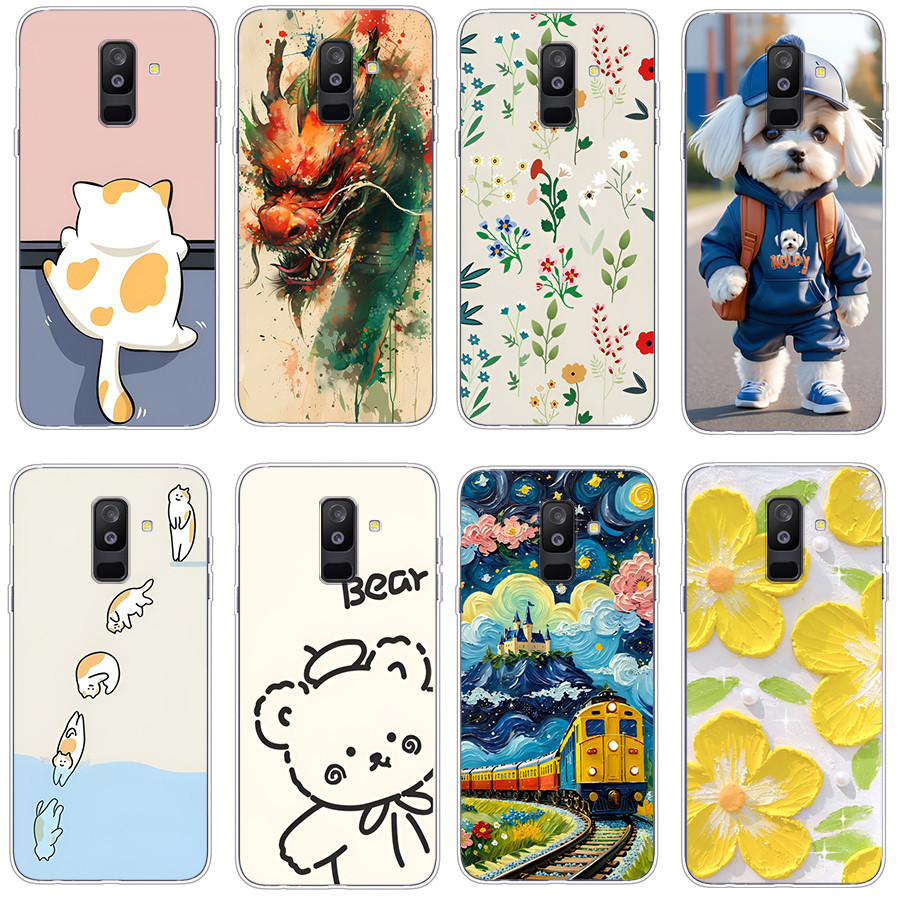 ปลอกสําหรับ Samsung galaxy a6 plus 2018 เคสซิลิโคนอ่อน TPU พิมพ์ฝาครอบโทรศัพท์