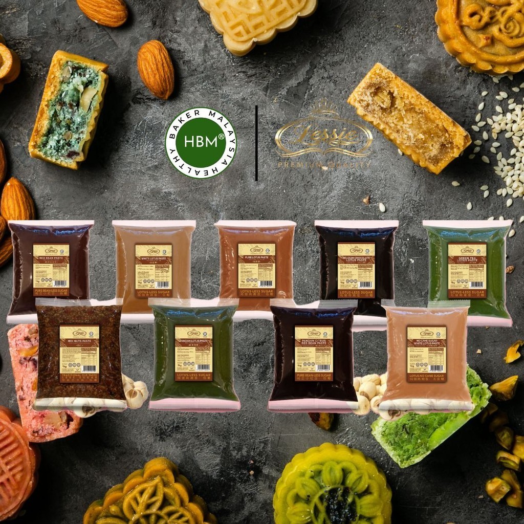 月料 Lessie MoonCake Paste 1กก.ฮาลาล/Inti Pes Kuih Bulan Lotus/White/Pandan/Mung Bean/Red Bean