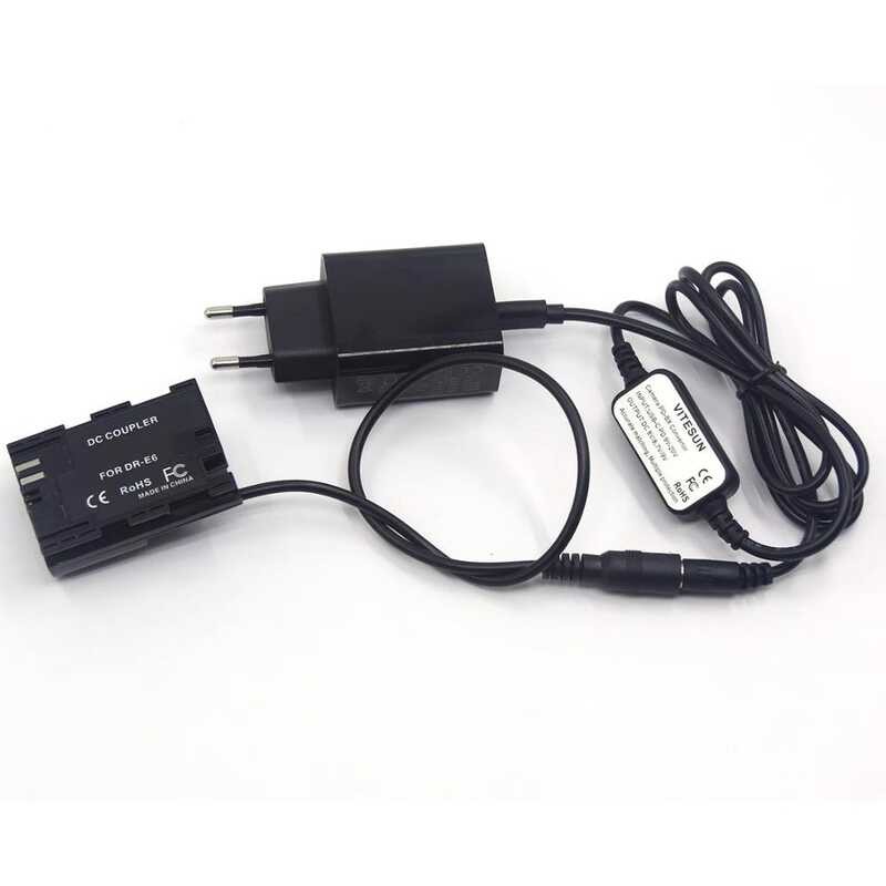 เครื่องชาร์จ 4 PD 18W สายไฟ Type-C + DR-E6 DC Coupler LP-E6 ถอดรหัสแบต