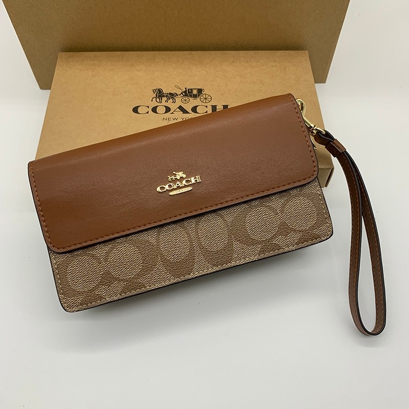 Coach F78229 ใหม่ กระเป๋าสตางค์ใบยาว หนังแท้ ทรงคลัทช์ ใส่เหรียญได้ ใส่โทรศัพท์มือถือได้ สําหรับผู้