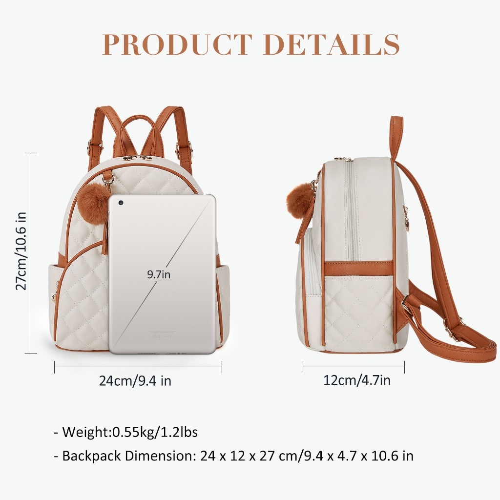 BAGSMART-Ecosusi อีโคซูซี กระเป๋าเป้สะพายหลังมินิผู้หญิงหนังกระเป๋าเป้สะพายหลังขนาดเล็กกระเป๋าเป้สะ