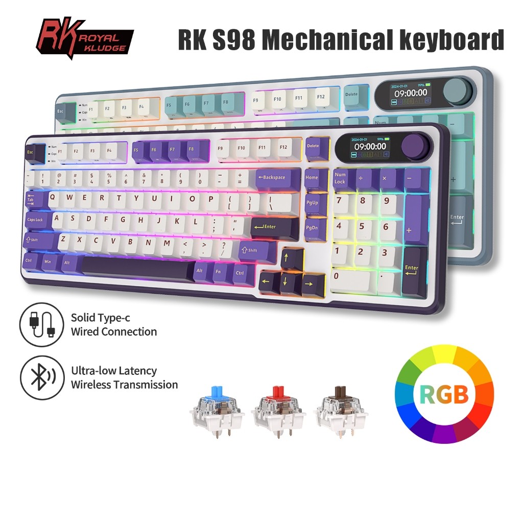 Rk S98 RK ROYAL KLUDGE คีย์บอร์ดเมคคานิคอลไร้สายบลูทูธ ไฟแบ็คไลท์ RGB