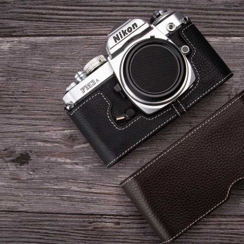 Nikon สำหรับฟิล์ม กระเป๋าหนังวัวแท้ครึ่ง FM FM2N FE FE2 สำหรับกล้อง FM3A