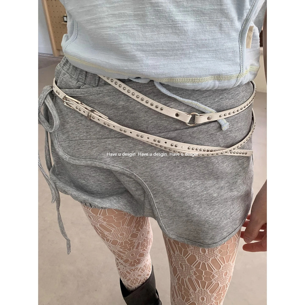 เข็มขัดลายพิมพ์ปังค์เมทัล ก้านเล็กพร้อมคลิปล็อกสองชิ้น สำหรับสาวสไตล์ฮิต ทำเองได้ง่ายๆ